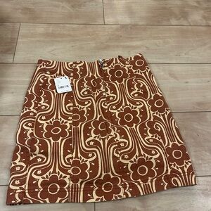 Free People Retro Floral Tan Mini Skirt